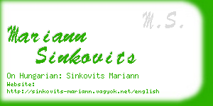 mariann sinkovits business card